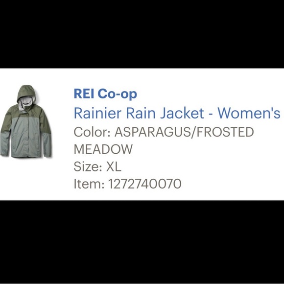 REI Two-Tone Rainier Rain Jacket in Asparagus/Frosted Meadow - Picture 10 of 10